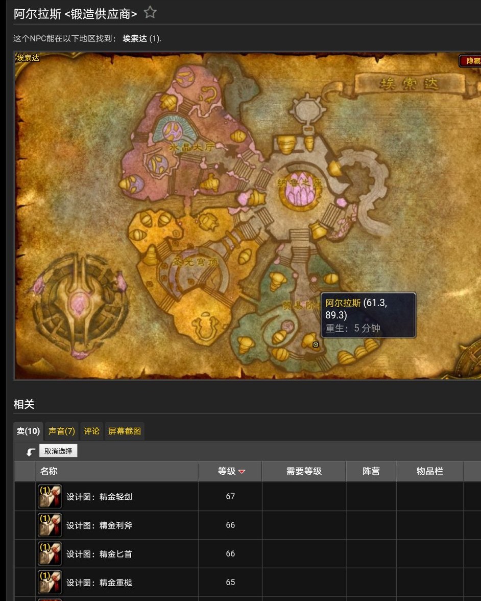 魔兽世界怀旧TBC锻造声望图纸及相关图纸
