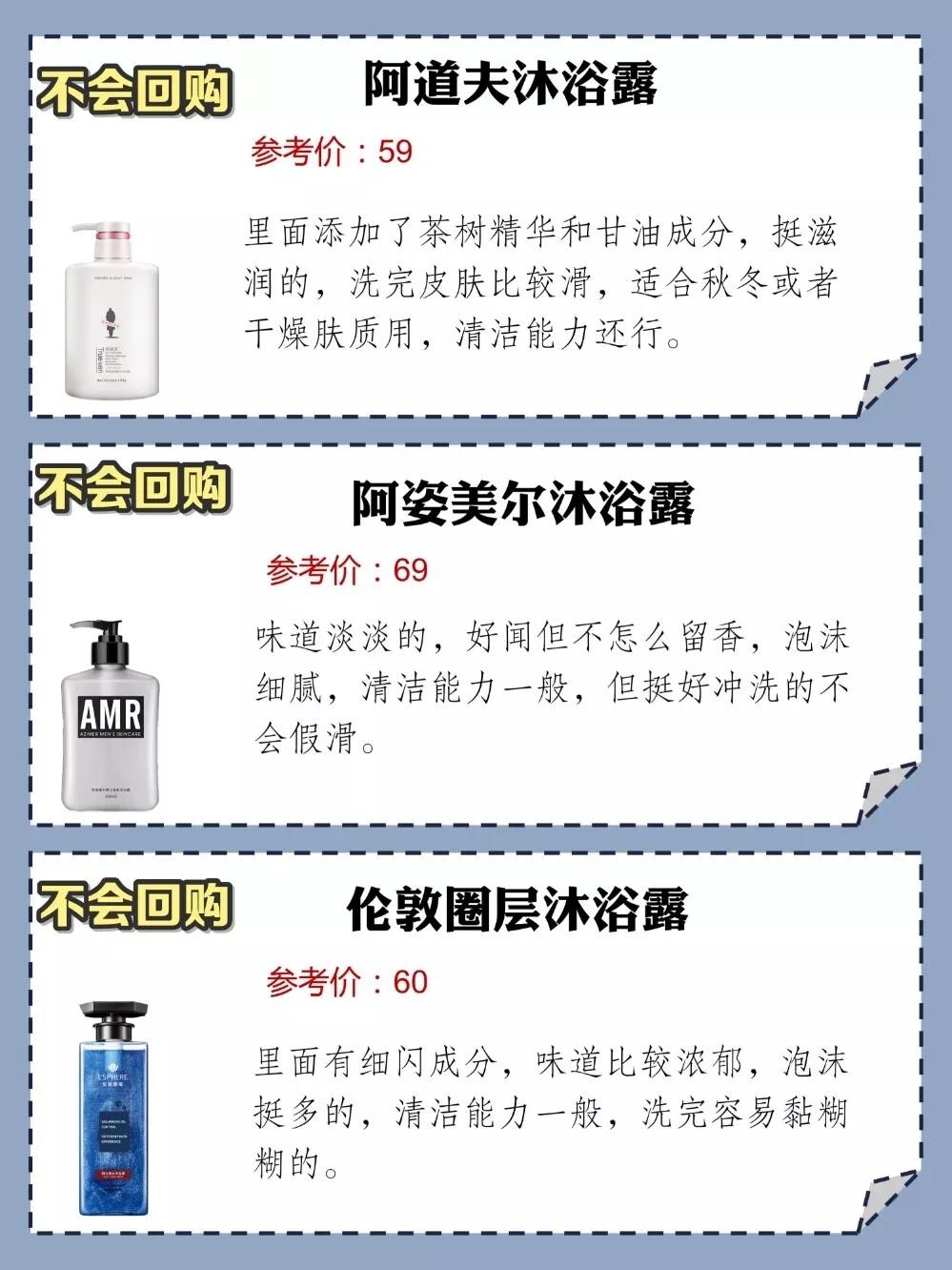 男士沐浴露回购榜单