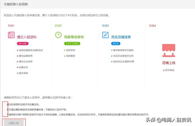 商家入驻指南：天猫入驻操作流程图解