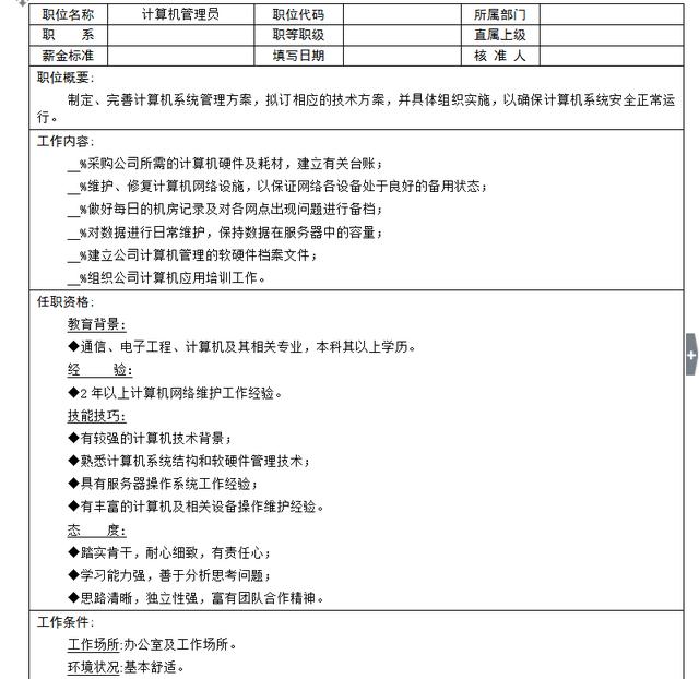 10个岗位职责表，清晰职责，提高工作效率！（纯干货）