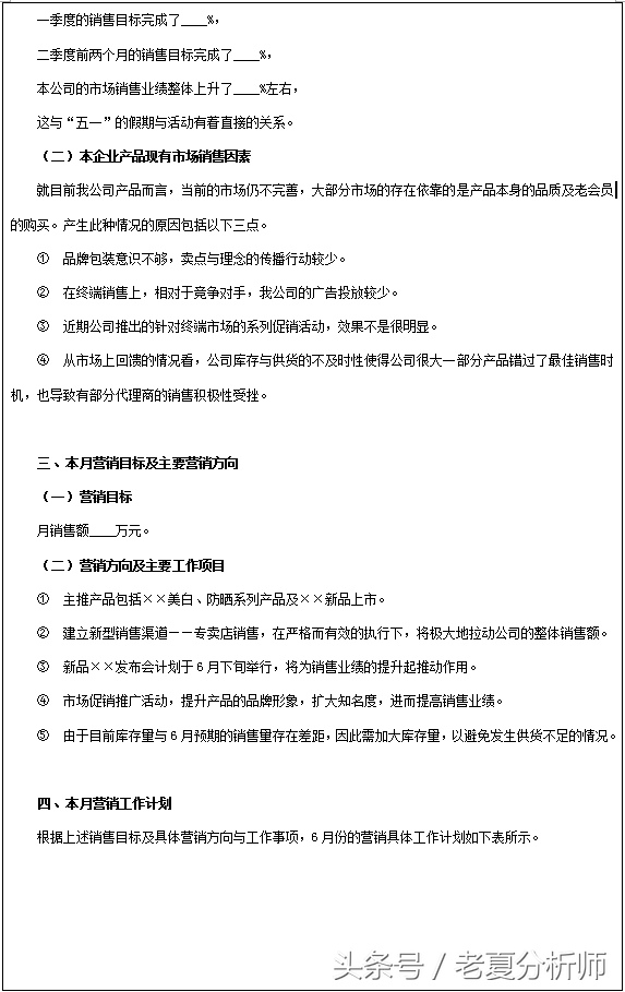 2018年XX企业产品月度及年度市场营销计划方案