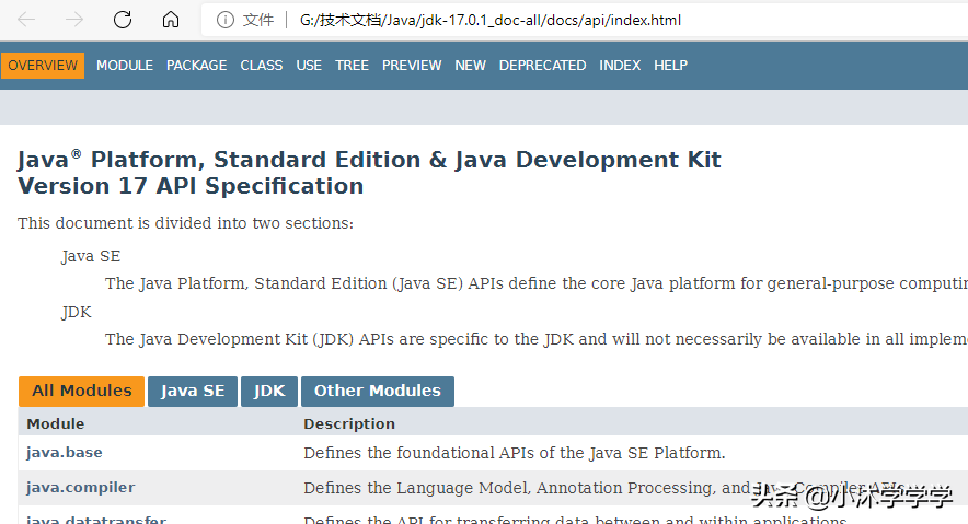 使用 Java 17 的 API 文档