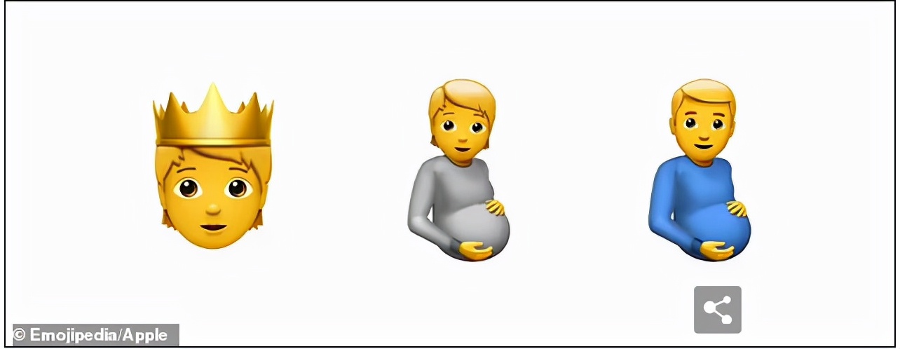 苹果iOS 15.4更新的37个表情中，一个怀孕的男人出现在了iphone上