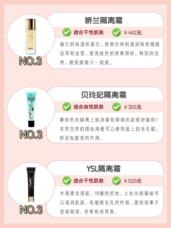 持久不脱妆隔离霜！来看看你的隔离霜排名