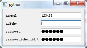 PyQt5学习记录：QLineEdit