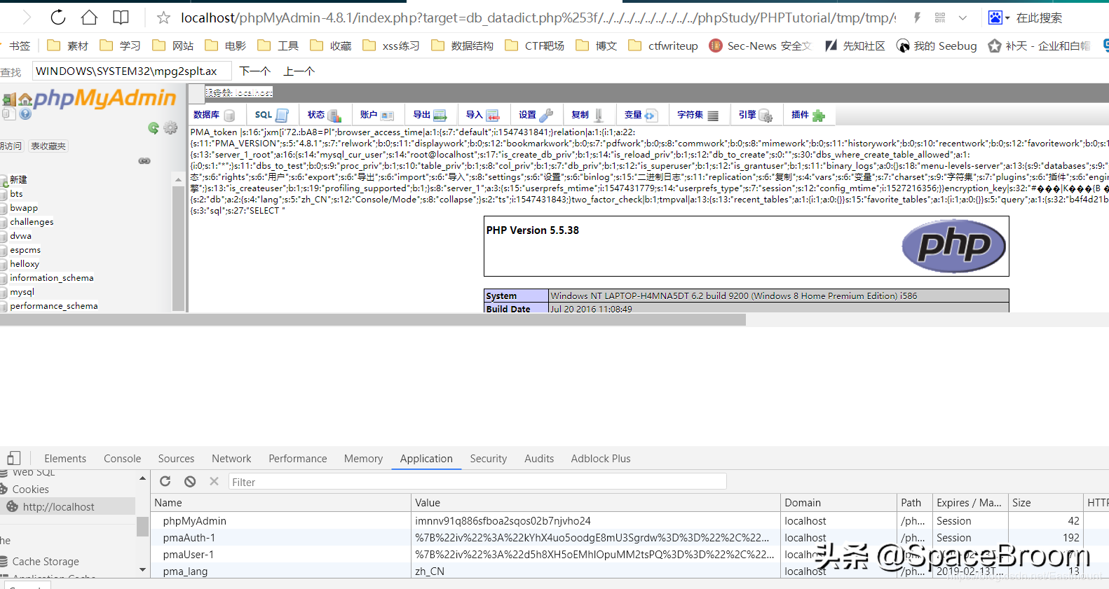 四十，phpMyAdmin 4.8.1后台文件包含漏洞复现及详解