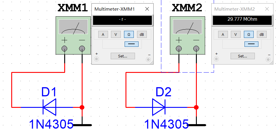 用万用表检测二极管的Multisim仿真及分析