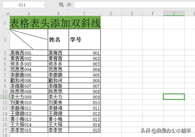 excel表头画两条斜线并添加文字 网友说太实用了