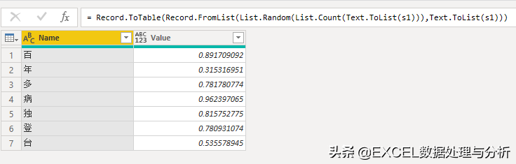 Power Query M函数实现字符串内的字符随机排列