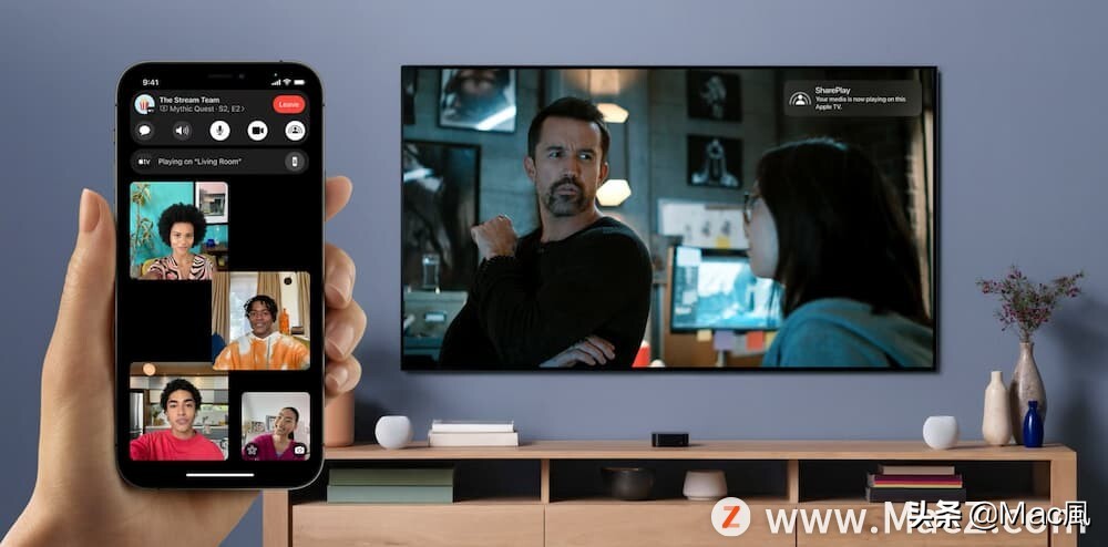 如何使用 SharePlay 在 FaceTime 中共享画面同步播放？