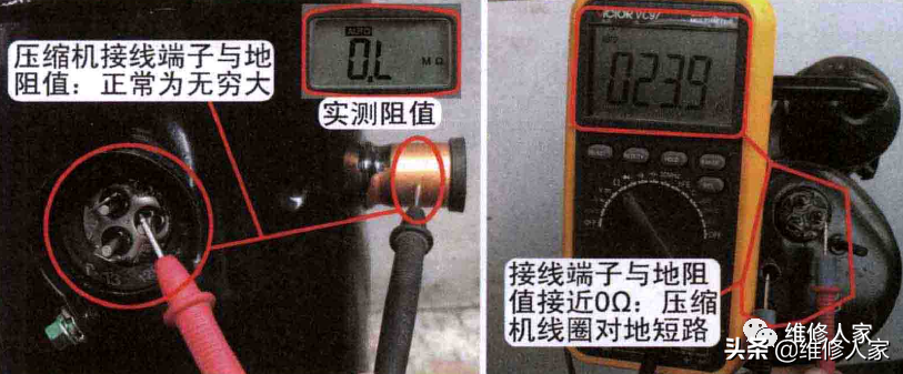 空调压缩机原理及引线端子测量方法