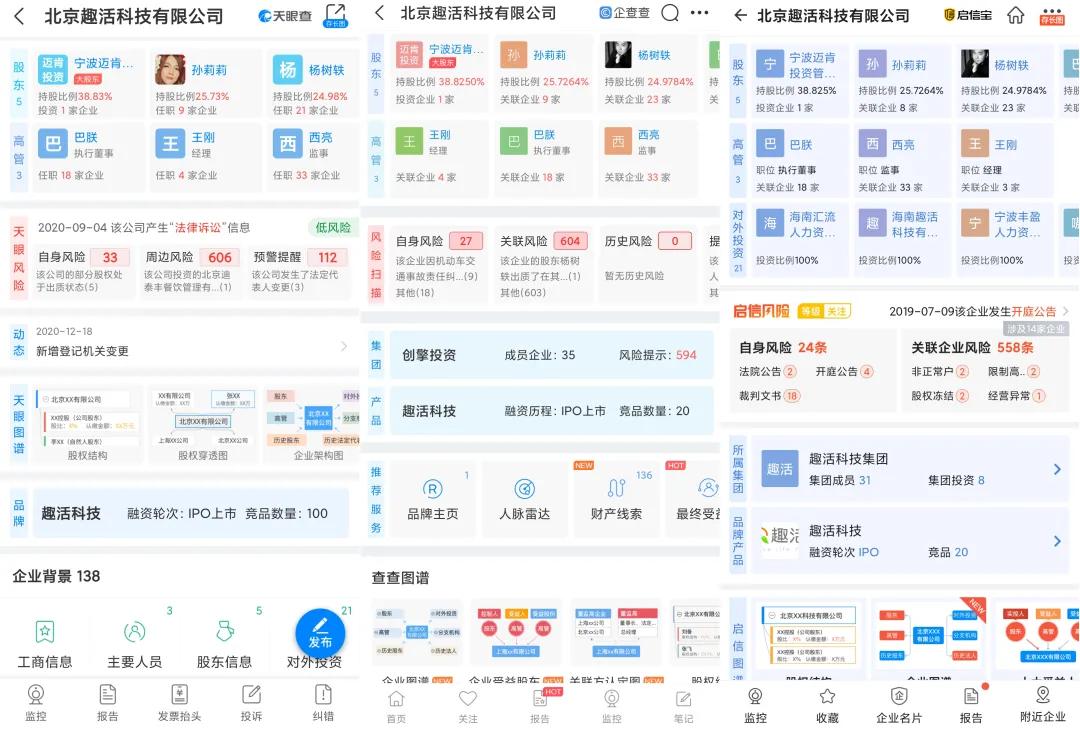 吃瓜神器！天眼查、企查查、启信宝，到底哪家强？