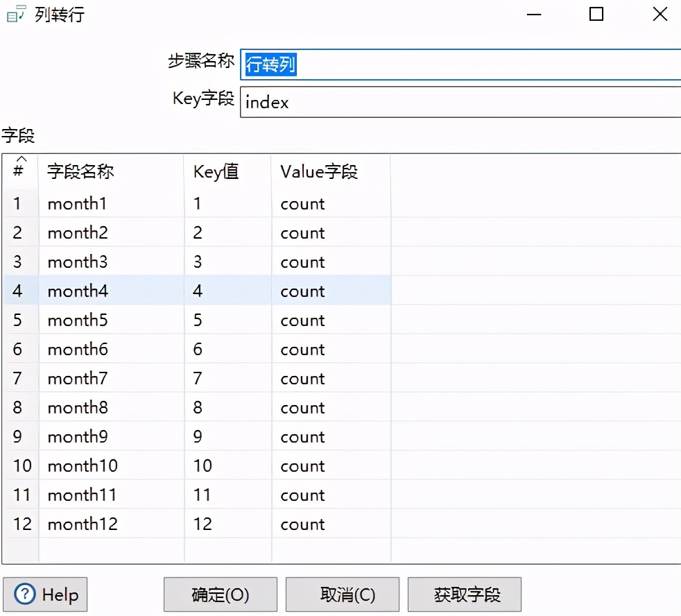 Kettle（PDI）转换中转换之行转列详解