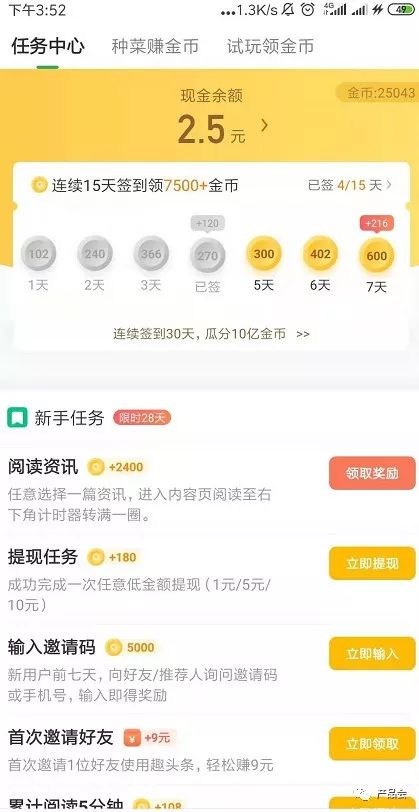 趣头条的用户激励体系分析