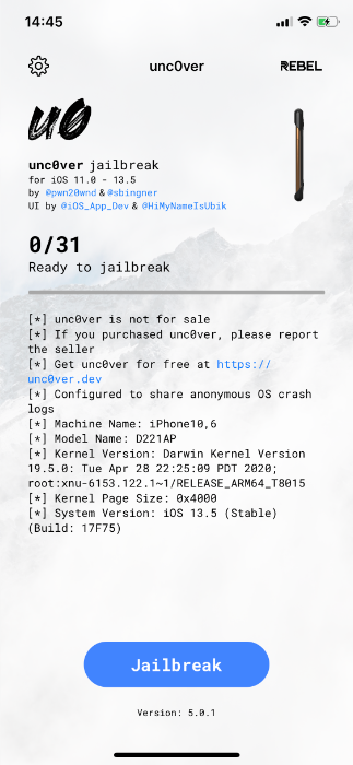 unc0ver iOS13.5越狱工具发布，同步推已上架