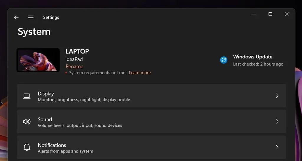 微软测试桌面水印：表明该设备未达到Windows 11要求