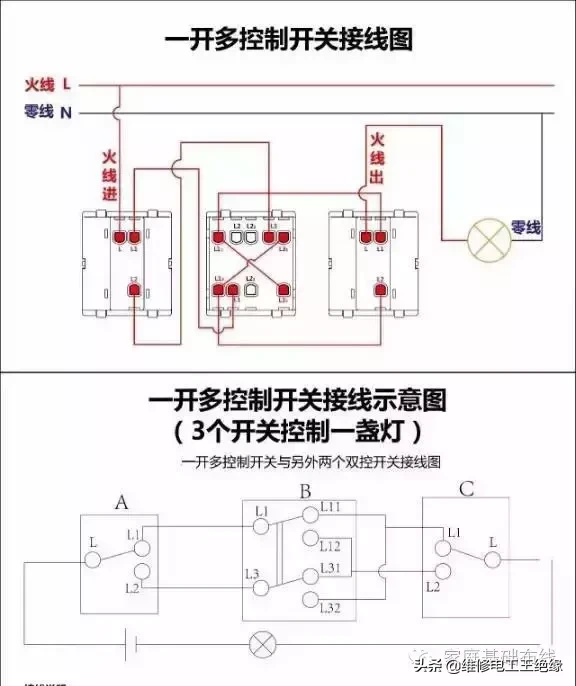 家庭各类开关接线图