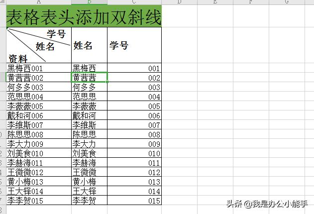 excel表头画两条斜线并添加文字 网友说太实用了