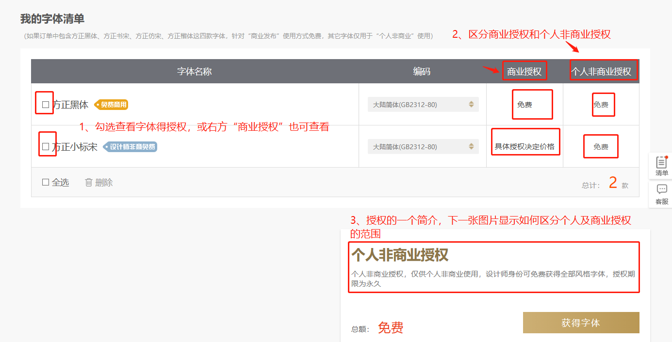 方正字体商用授权查询及下载，字体的安装及卸载