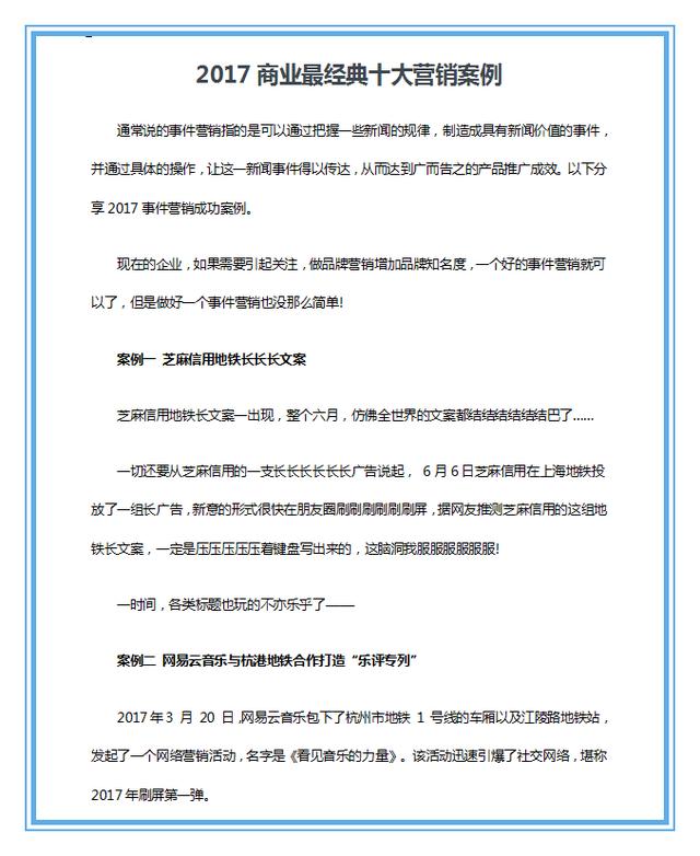 149个知名企业营销案例解析，经典必备