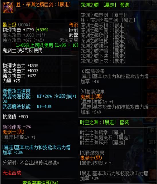DNF：男鬼剑全职业新版传说换装提升率分析，红眼提升高达116%