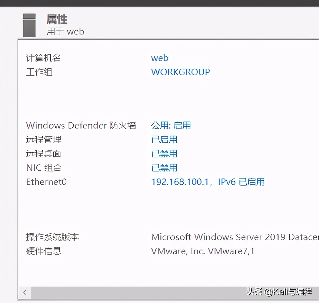 Kali与编程：Winserver 2019 搭建web服务器